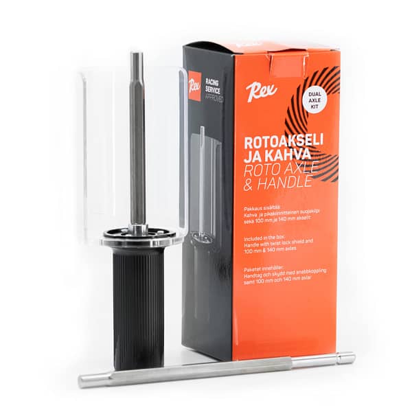 Rotoharjan kahva ja akseli suojakuvulla, akselit 100mm ja 140mm - Image 5